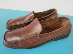 Gruppo Italiano Italian Brown Leather Driving Moccasins Loafers Slip Ons 44 10